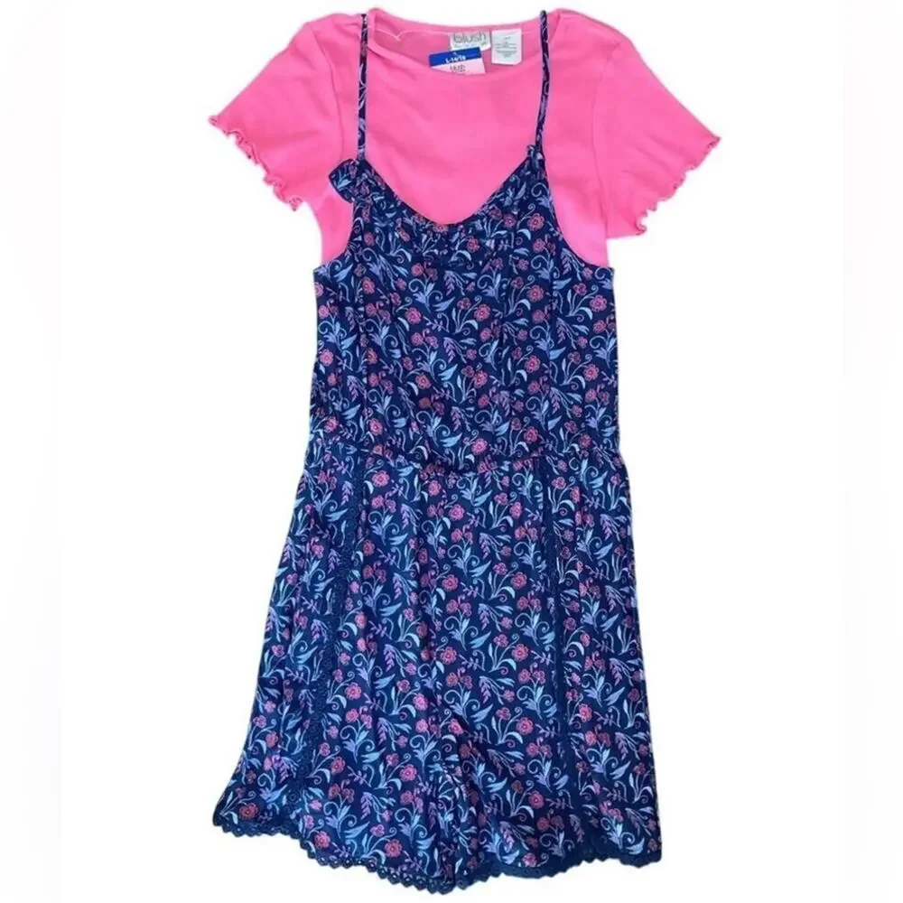 Blush by US Angels Girls Rompers Tops Floral Heart Gray Pink Blue 3 Sets NWT